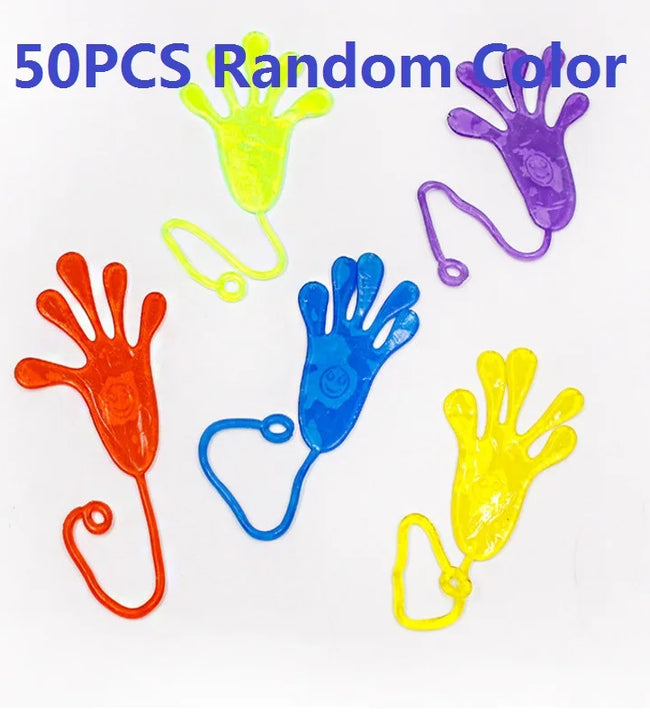 5-50 Pcs Kids Funny Sticky Hands toy Palm Elastic Sticky Squishy Slap Palm Toy kids Novelty Gift Party Favors supplies