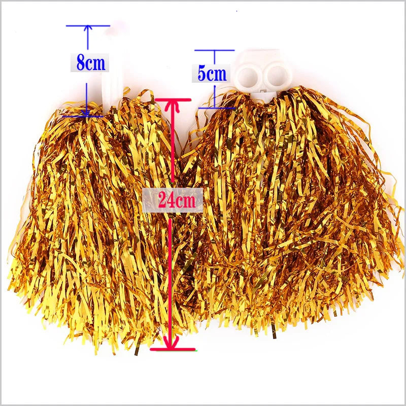 4Pcs Cheerleading Pom Poms for Kids Adults Non-Fading Metallic Streamer Pompoms Cheerleader Hand Flowers Dancing Team Sports