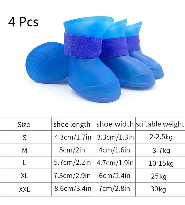 4Pcs Pet WaterProof Rainshoe Anti-slip Rubber Boot For Small Medium Large Dogs Cats Outdoor Shoe Dog Ankle Boots Pet Accessories