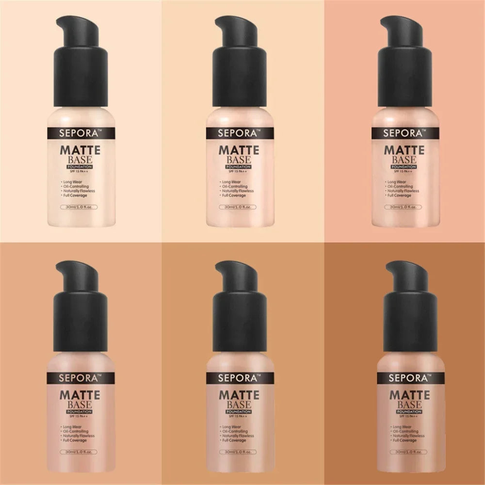 30ml SEPORA Matte Liquid Face Foundation Brighten Face Eyes Dark Circles Full Coverage Concealer Long Lasting Waterproof Makeup