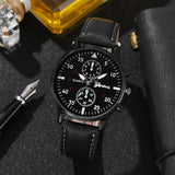 4/2/1pcs Men Sports Watches Set Man Business Quartz Wristwatch Luxury Brown Leather Bracelet Men Casual Clock Watch（no Box）