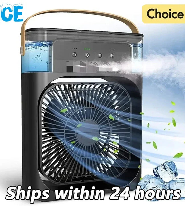 Portable Humidifier Fan Air Conditioners USB Electric Fan LED Night Light Water Mist Fun 3 In 1 Air Cooler Humidifie For Home