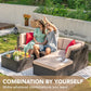 2/5 Pieces Patio Furniture Sets All Weather Outdoor Sectional Patio Sofa Manual Weaving Wicker Rattan Patio Seating Sofas