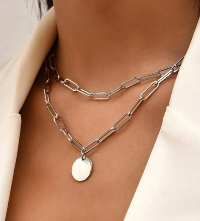 Vintage Round Charm Layered Necklace Women's Jewelry Layered Accessories for Girls Clothing Aesthetic Gifts Fashion Pendant 2022