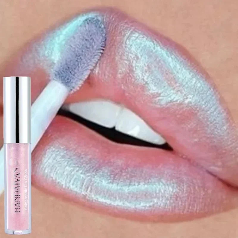 Diamond Shimmer Lip Gloss Laser Holographic Lip Gloss Liquid Lipstick Mermaid Pigment Longlasting Glitter Lip Gloss Lip Makeup