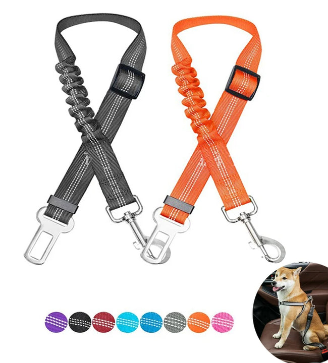 Adjustable Dog Car Seat Belt Harness for Dogs Nylon Reflective Cushioning Elasticity Car Travel Dog Accessories for Dogs