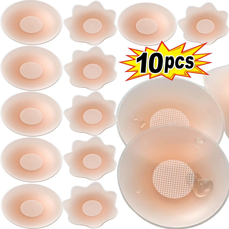 2/10pcs Women Invisible Nipple Cover Stickers Self-adhesive Chest Breast Petals Silicone Lift Up Paddings Reusable Patch Bra