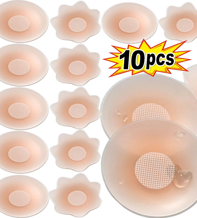 2/10pcs Women Invisible Nipple Cover Stickers Self-adhesive Chest Breast Petals Silicone Lift Up Paddings Reusable Patch Bra