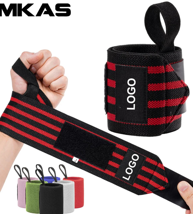 1 Pair Wristband Wrist Support Brace Straps Extra Strength Weight Lifting Wrist Wraps Bandage Fitness Gym Training Custom Logo