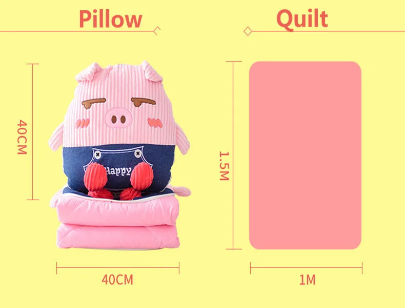 Cartoon Animal 2-In-1 Pillow Comforter Multi-Functional Office Nap Blanket Air Conditioning Blanket Throw Pillow Sofa Pillow