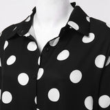 2024 Summer Popular Women's Blouse Loose Fashion Casual Lapel Pocket Solid Color Polka Dot Print Sexy Blouse Summer Dress