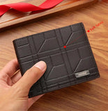 New Brand Men'S Wallet Men'S Short Wallet Youth Fashion Plaid Horizontal Soft Leather Wallet Large Capacity Multi Card Wallet