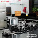 AVACRAFT 18/10 Stainless Steel Cookware Set, Premium Pots and Pans Set, Kitchen Essentials for cooking, Multi-Ply Body Stainless