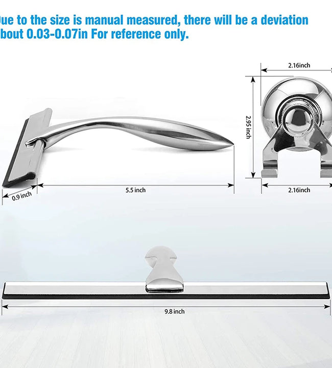 Premium Stainless Steel Squeegee for Shower Doors, Bathroom, Window and Car Glass, All-Purpose Cleaning Glass Wiper