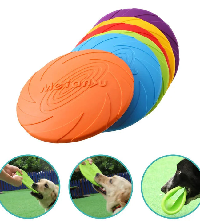 Dog Toy Flying Disc Silicone Material Sturdy Resistant Bite Mark Repairable Pet Outdoor Training Entertainment Throwing Type Toy