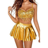 Women's Sequin Tassel Clothing Role-playing Three Piece Clothing Swimsuit Set Cosplay  Sexy Skirt  Lingerie Cosplay  Sexy Skirt