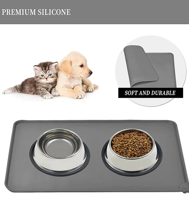 CDDMPET Silicone Dog Cat Bowl Mat Non-Stick Pet Fountain Tray Food Pad Puppy Dogs Feeding Drinking Mat Easy Washing Placemat