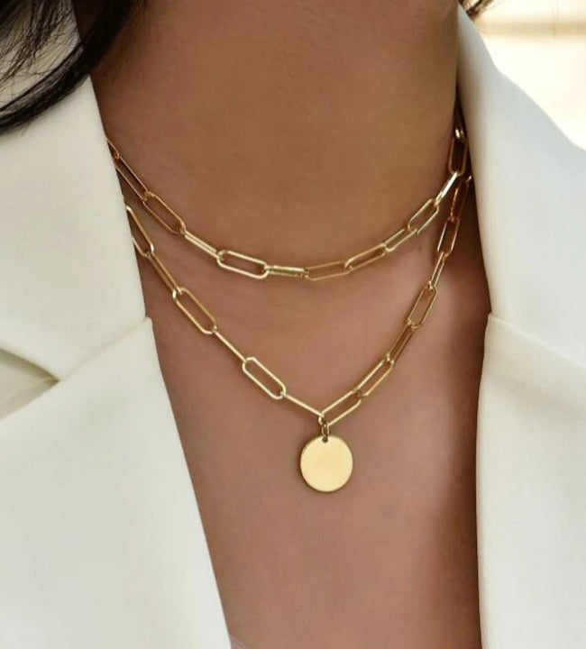 Vintage Round Charm Layered Necklace Women's Jewelry Layered Accessories for Girls Clothing Aesthetic Gifts Fashion Pendant 2022