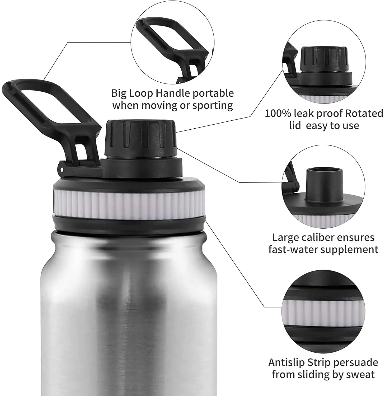 600/800/1000ML Portable Thermos Bottle 304 Stainless Steel Travel Mug Double Wall Vacuum Flask Insulated Tumbler Water Bottle