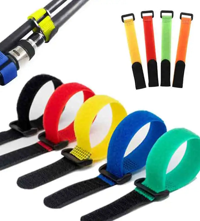 10pcs/set Reusable Fishing Rod Tie Holder Strap Suspenders Fastener Hook Loop Cable Cord Tie Belt Fishing Tackle Box Accessories