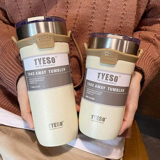 Thermal Cup Stainless Steel Coffee Mug Double Thermos Water Bottle Vacuum Flask Insulated Travel Car Beer Cups Straw TYESO