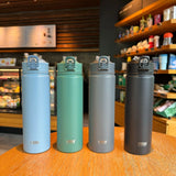 Stainless Steel Thermos Bottle with Straw, Thermal Cup, Car Insulated Flask, Water Tumbler for Outdoor Sports, 530ml, 750ml, 1Pc