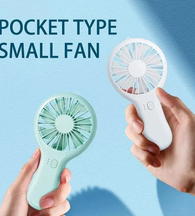 Creative Mini Handheld Small Fan USB Charging Portable 3 Speed High Wind Desktop Office Travel Pocket Fan Student Quiet Chroma