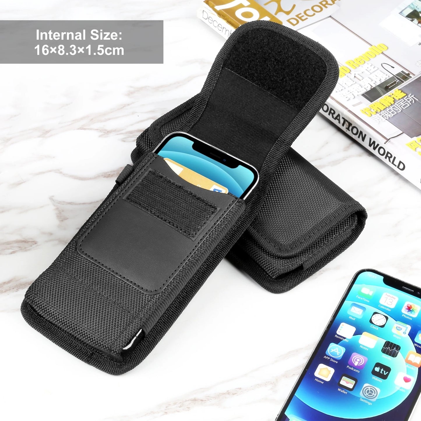 HAWEEL 4.7-6.8inch Phone Nylon Pouch Cell Phone Belt Clip Carrying Holster Case Waist Bag For iPhone,Samsung Galaxy S23 Ultra 5G