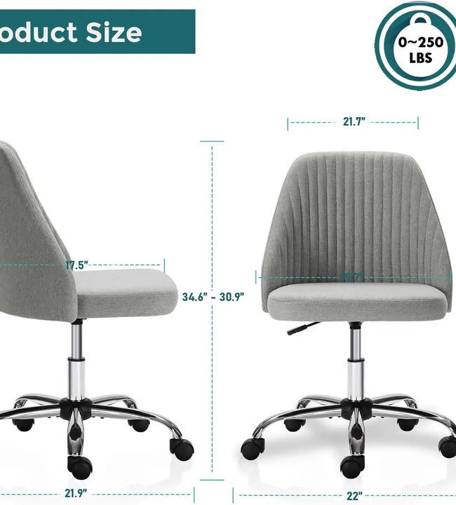 Home Office Desk Chair, Office Chairs Desk Chair Rolling Task Chair Computer Chair Adjustable with Wheels Armless