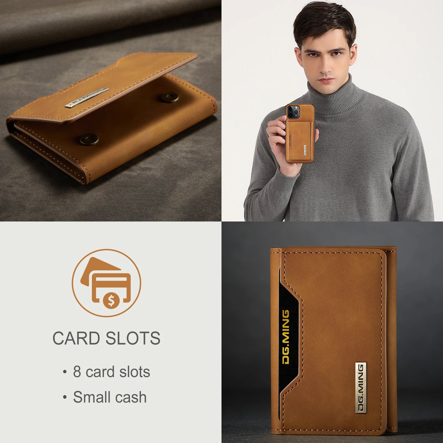 Cell Phone ID Credit Card Holder Leather Magnetic Pocket Wallet Case Card Holder Pouch Bag For Smartphone Universal