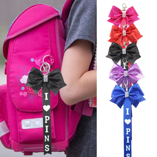 Cheerleader Gifts Colored Bowknot Keychain Pendant Rhinestones Cheer Keychain Backpack Decoration Accessories Gifts