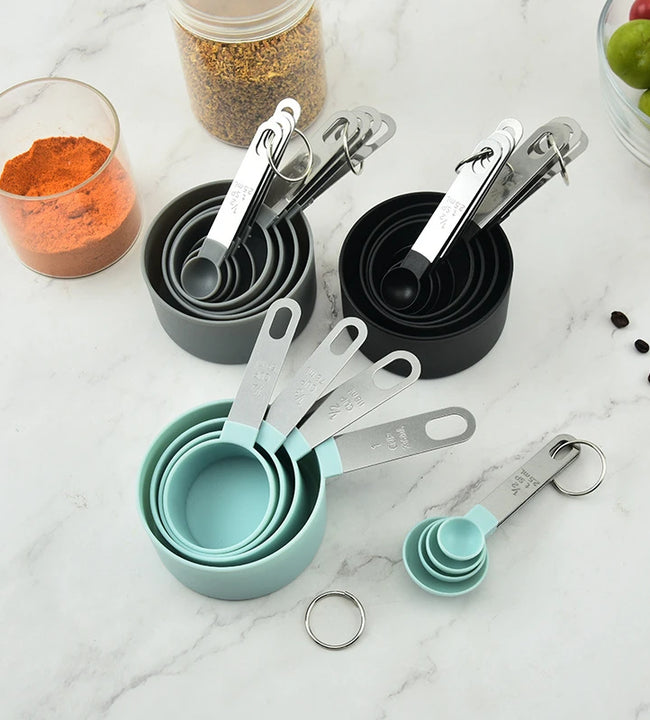 4PCS/Set Plastic Multi Purpose Measuring Cup Measuring Spoon Stainless Steel Handle With Graduated Measuring Baking Tools