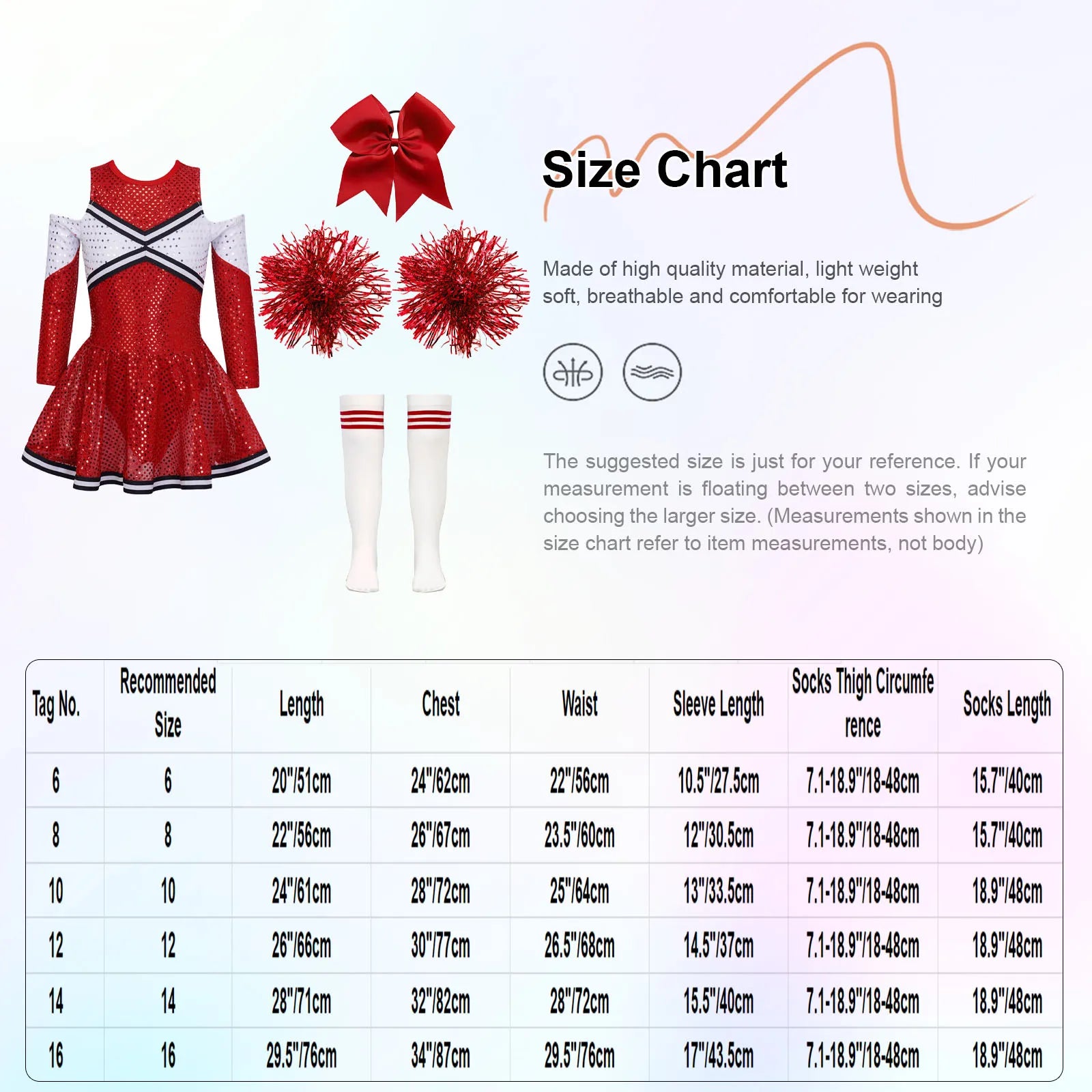 Cheer leader Costume Schoolgirl Dance Outfit for Kids Girls Sequin Cheerleading Uniform Dress with Pompom Socks Performance Suit