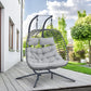 Double Swing Egg Chair with Stand,Chair for 2 People,Porch Loveseat with Thick Cushion and Sturdy Steel Stand for Indoor Outdoor