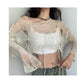 Deeptown Y2K Women's Knit Tshirt Hollow Out Knitwear Cropped Sweater Spring Short Networks Jumper Vintage Gyaru Korean Fashion