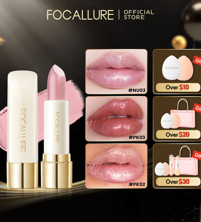 FOCALLURE Glitter Lip Balm 8 Colors Shimmer Lips Plumper Moisturizing Lipstick Long Lasting Waterproof Lip Care Makeup Cosmetics