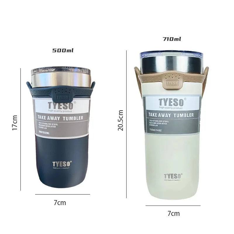 Thermal Cup Stainless Steel Coffee Mug Double Thermos Water Bottle Vacuum Flask Insulated Travel Car Beer Cups Straw TYESO