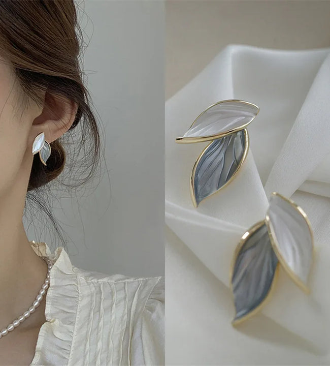 New Fashion Trend S925 Silver Needle Unique Design Romantic Exquisite Simple Blue Tree Leaf Earrings Women's Jewelry Party Gift