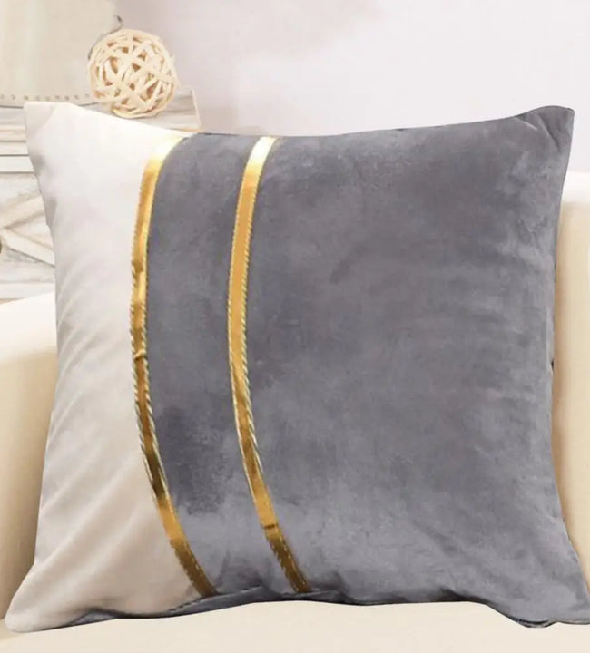 Pillow Case Plush Two-color Splicing Throw Pillow Cover Soft Stylish Decorative Cover With Hidden Zipper Home Jade Color Brief