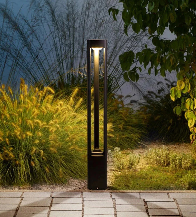 LED Bollard Landscape Light Outdoor Black Garden Pathway Lighting Fixtures Floor Lawn Lamp for Pillar Driveway Patio Yard Decora