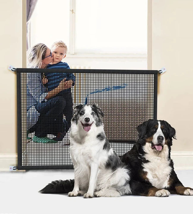 Pet Barrier Fence Portable Breathable Mesh Stairs Kitchen Entrance Indoor Gate Dogs Separation Guard Isolated Baby Hooks Playpen