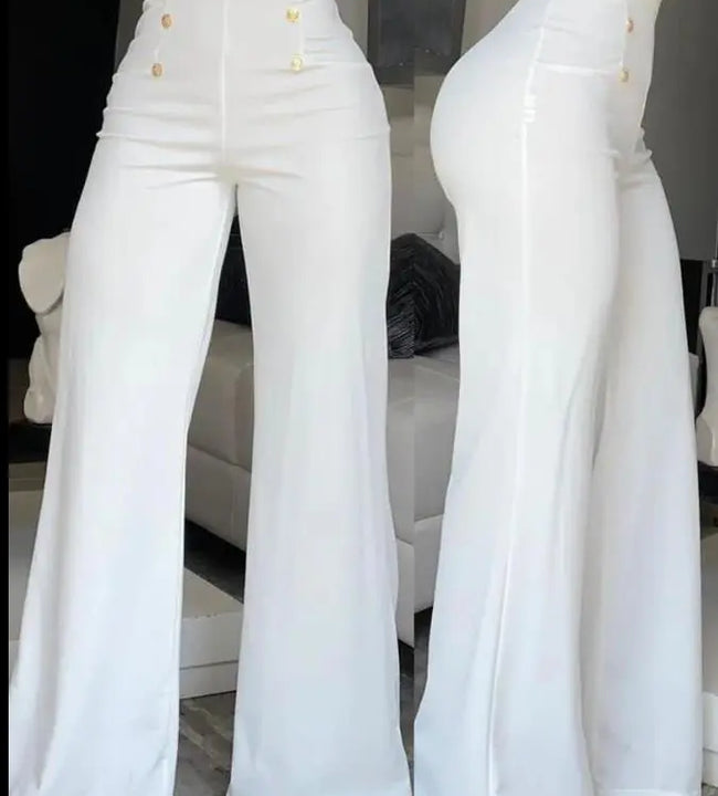 Elegant High Waist Wide Leg Bootcut Pants 2023 Summer European & American Fashion Simple Women's Flared Trousers