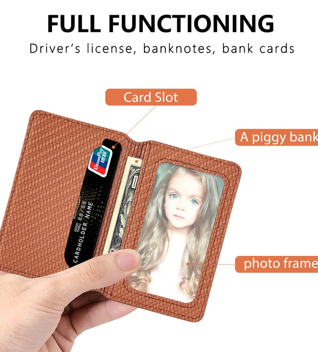 1PC PU Leather Cell Phone Card Holder Phone Multiple Cards Slot Adhesive Sticker Pocket Wallet Case Phone Stand Suporter