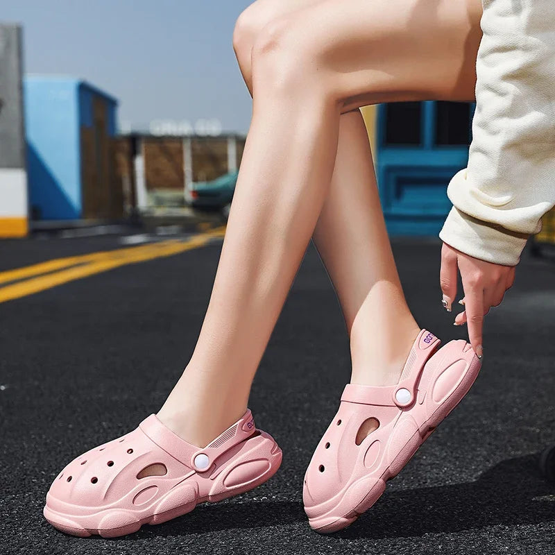 Clogs Street for Men Beach Outdoor Sandals Slippers Unisex Couple Casual Shoes Quick-Drying Pink Crock Shoes for Women Platform