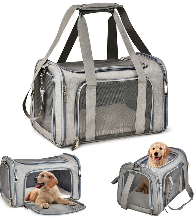 Dog Carrier Bag Soft Side Backpack Cat Pet Carriers Dog Travel Bags Airline Approved Transport For Small Dogs Cats Outgoing