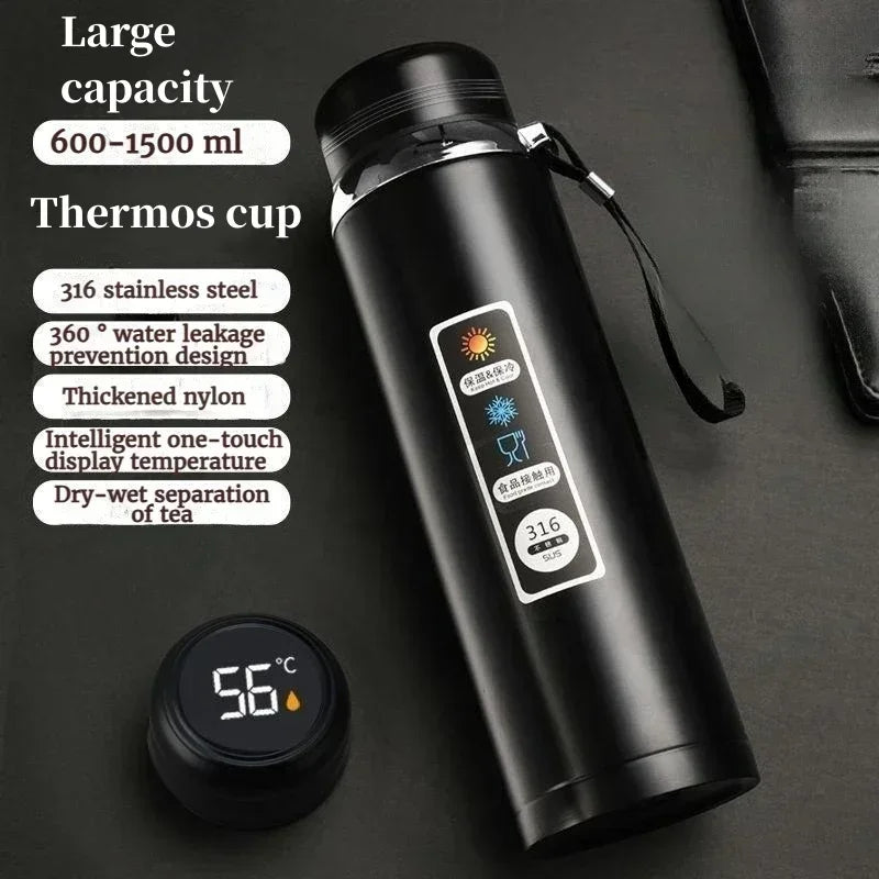 1.5L 316 Stainless Steel Water Bottle with Intelligent Temperature, Portable Thermos Cup, Tumbler,insulated Cup Vaccum Flask