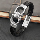 Luxury Stainless Steel Infinite Symbol Bracelet Fashion Men's Jewelry Classic Braided Leather Bracelet Homme New Year Men Gift