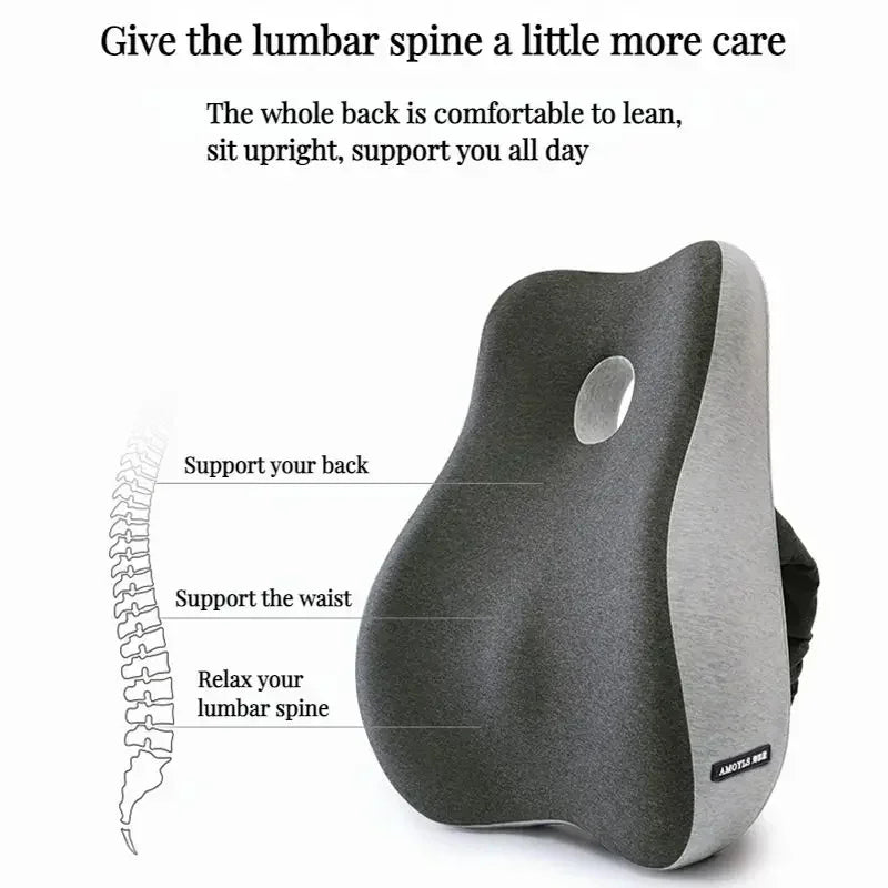 Memory Foam Office Chair Cushion Car Seat Support Waist Pillow Massage Lumbar Orthopedic Pillow Buttock Coccyx Cushion Back Pads