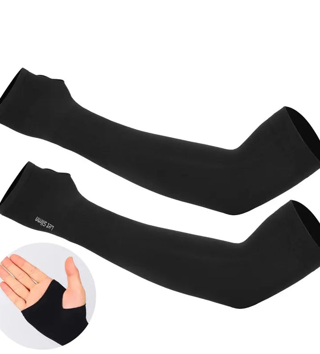 1 Pair Summer Finger Sleeve Ice Cool Wearing High Elastic Elbow Spring Outdoor Riding Fingerless Fishing Custom Ice Silk Sleeve