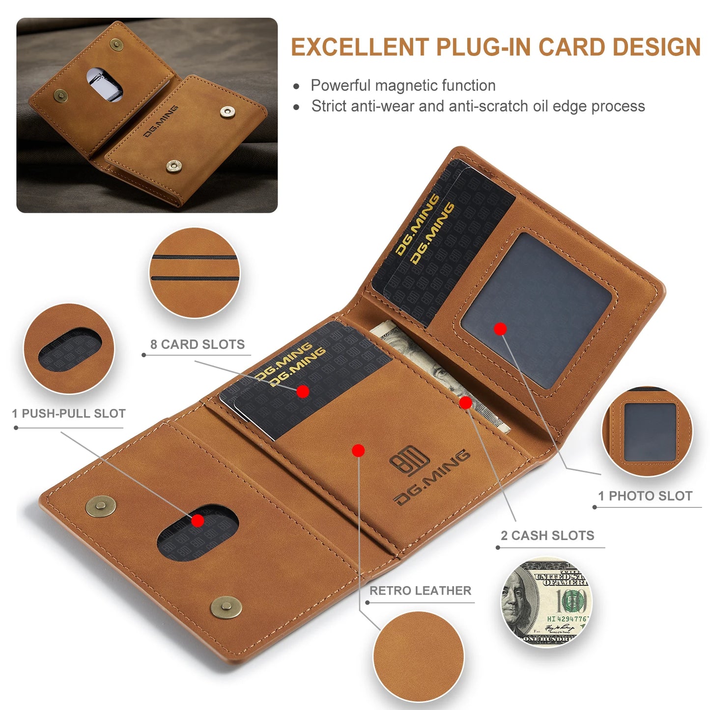 Cell Phone ID Credit Card Holder Leather Magnetic Pocket Wallet Case Card Holder Pouch Bag For Smartphone Universal